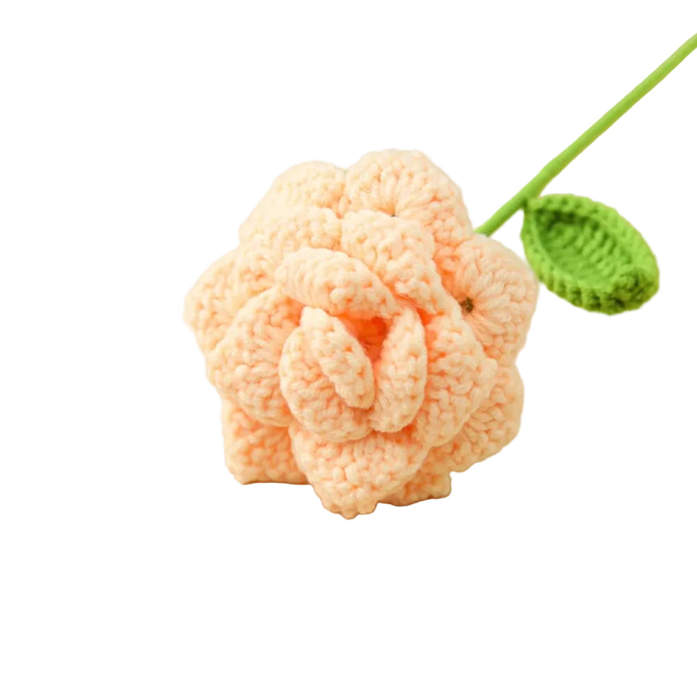 Hemasa 5Pcs Rose Knitted Crochet  Flowers /Wedding Bouquet Flower /Knitted Bouquet Home Party Decor  Friends Gift