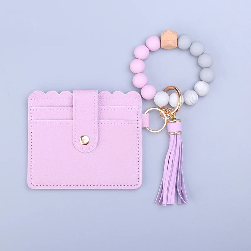 Silicone Bead Bracelet Tassel Pendant Keychain Pendant Cartoon Portable Woman Man Card Bag Multicolor Key Chain Gifts