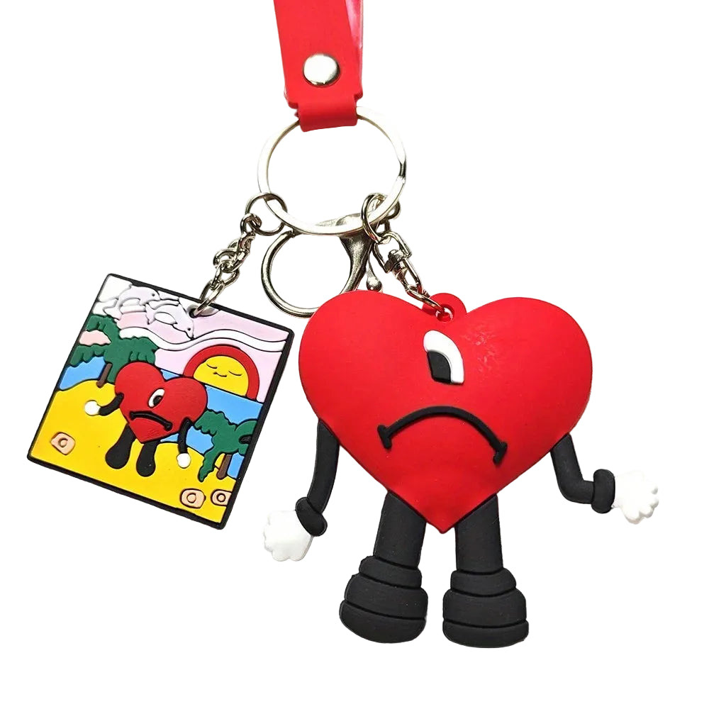 Tejesa Bad Bunny Red Heart Bad Bunny Key chain /Cartoon Silicone Love Doll Delicate Bag Gift Pendant