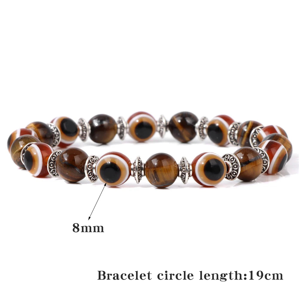 Tejesa Turkey Evil Eye Bracelet Lucky 8mm Colorful Beaded Bracelets For Women Men Blue Eye Aesthetic Handmade Bangle Friendship Jewelry