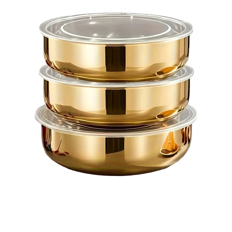 Tejesa 3-Piece Stainless Steel Mixing Bowls with Lids/ Commercial Deep Dough Mixer Bowls for Kitchen