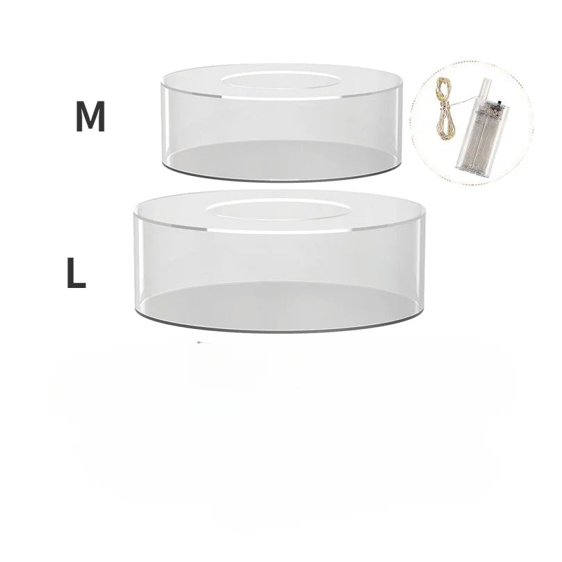 Acrylic Fillable clear Cake Stand for wedding Birthday Party Baby Show Cheesecake Chocolate MoussePastry Display Box With lights