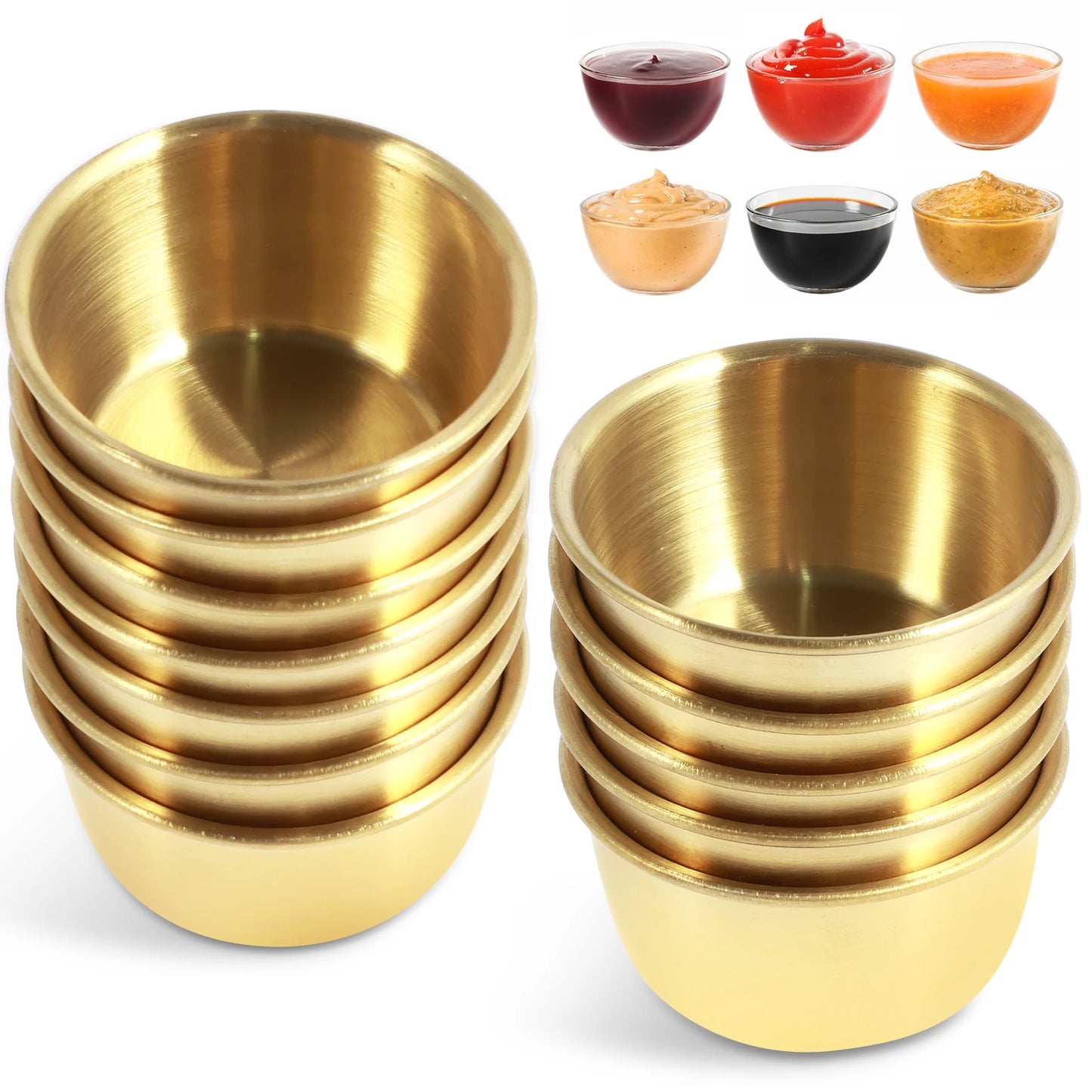 12/24Pcs Stainless Steel Small Sauce Cup Seasoning Spice Dishes Round Dipping Bowl 45/55ml Tableware Kitchen Supplies Korean