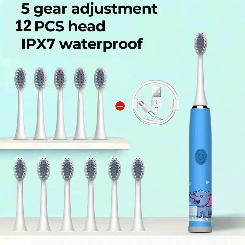 Children Sonic Electric Toothbrush Cartoon Kids With Replace The Toothbrush Head Ultrasonic Electric Toothbrush Sonic Brush Head