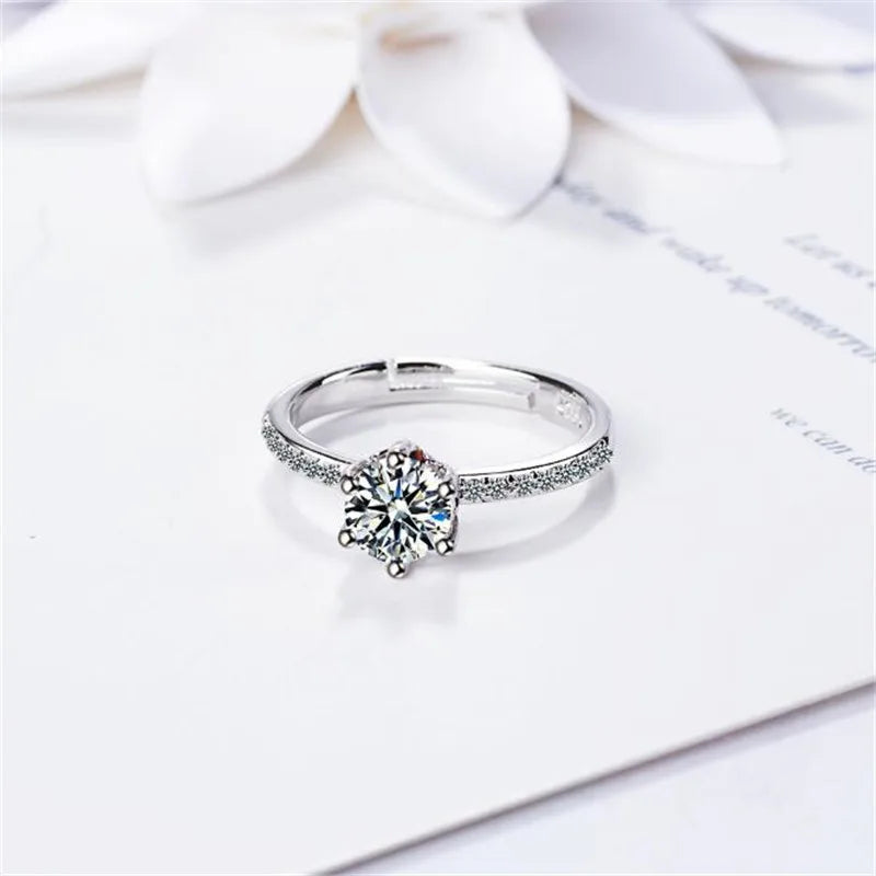 2019 Classic Luxury Real Solid 925 Sterling Silver Ring 3ct Hearts Arrows Zirconia Wedding Jewelry Rings Engagement For Women