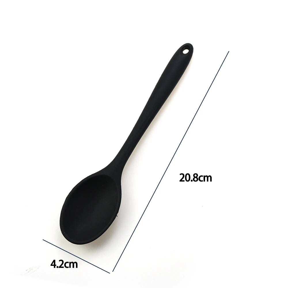 Hemasa  1Pc Soft Silicone Spoon Stirring  Long Handle Tableware Cooking Utensils Ladle Kitchen Accessories