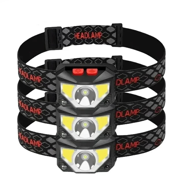 Hemasa LED Induction Headlamp Built in Battery USB Rechargeable Head Torch Outdoor Search Emergency Camping Fishing Lantern