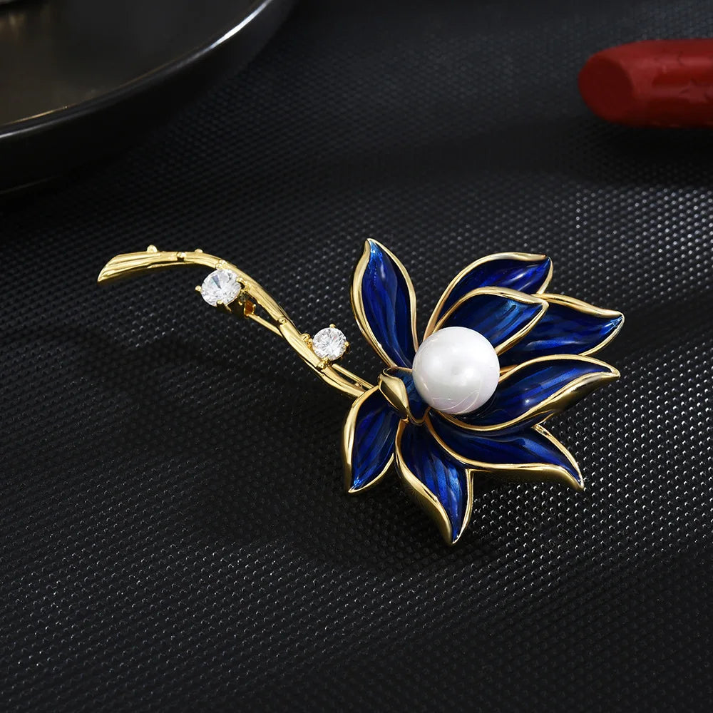 Chinese style classic light luxury lotus brooch high-end female niche design temperament new coat accessories brooch