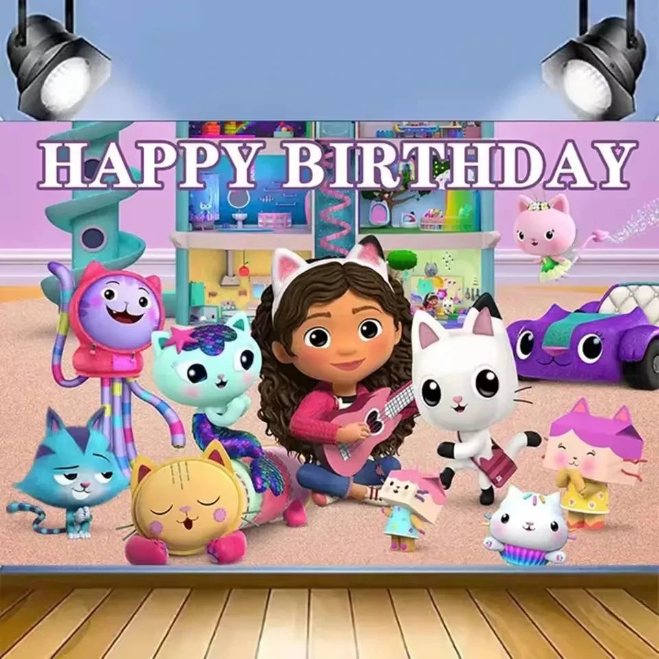 Gabby Dollhouse Cats Birthday Party Gifts Keychain Stickers Snap Bracelet Reusable Straws Gift Bags Carnival Gabby Party Favors