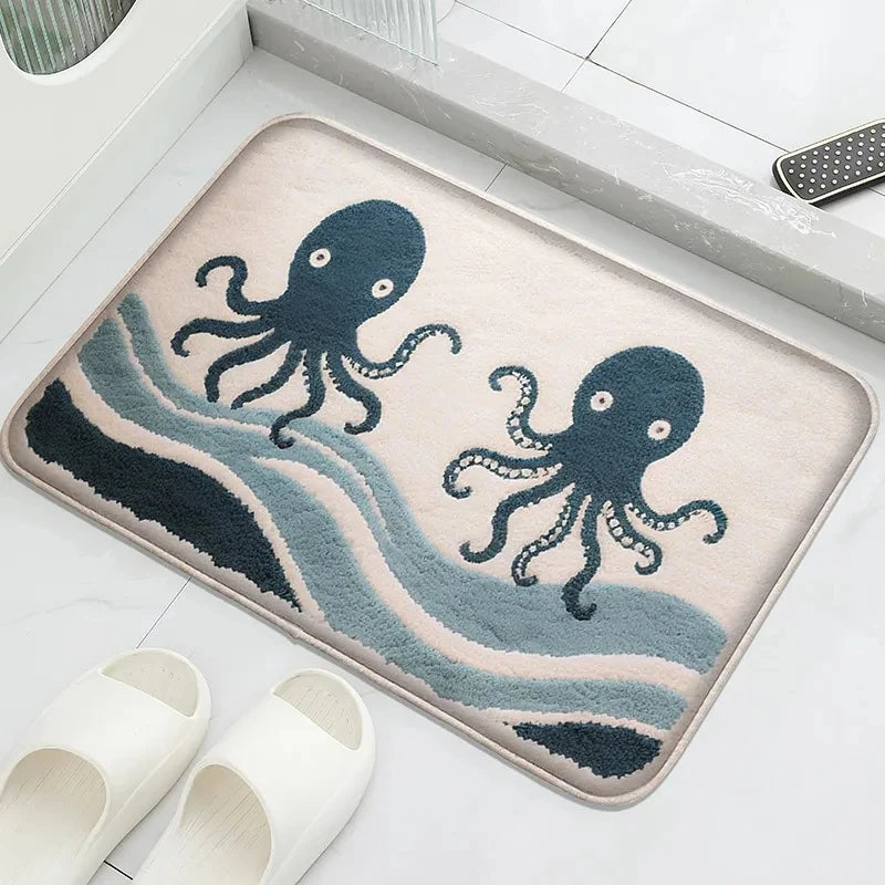 Hemasa Flannel Material Floor Mat Household Absorbent Foot Mat Modern Mat Bathroom Small Carpet Machine Washable Retro Home Decorative