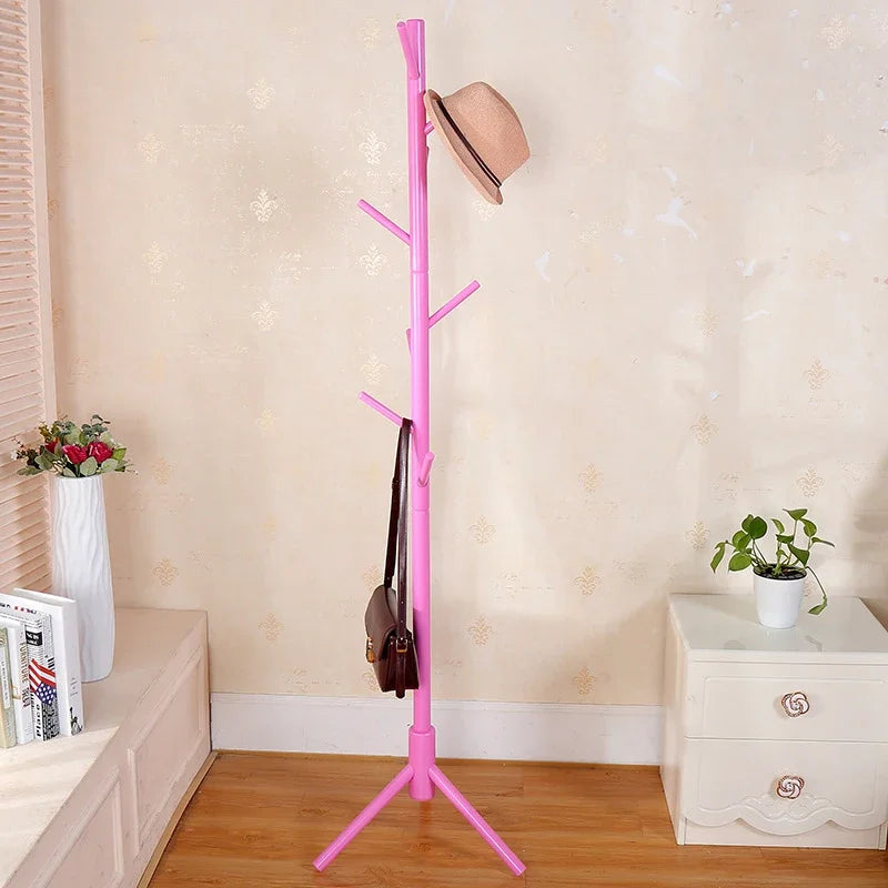 Hemasa Wood Tree Coat Rack  Floor Hanging Clothes Rack Clothes Rack Bedroom Hat Stand Home Furniture Drying Rack With 8 Hooks