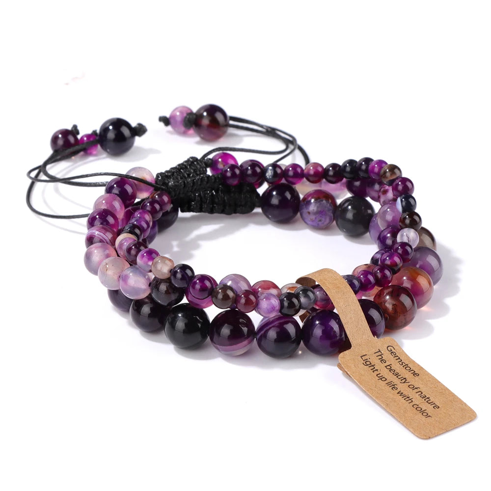 Tejesa  3pcs  Amazonite Bracelets for Women Men 4/6/8mm Beads Braided Bracelet Handmade Adjustable Wristbands Jewelry