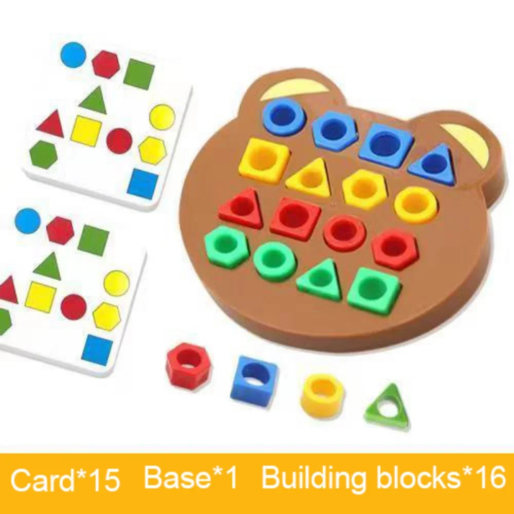 DIY Children Geometric Shape Color Matching 3D Puzzle Baby Montessori Educational Learning Toys for Kids Interactive Battle Game
