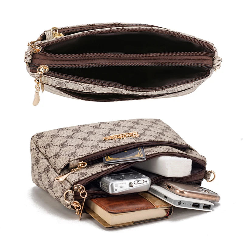 Hemasa Shoulder Bag for Women / Double Zipper Crossbody Bag/handbag  Multi-smooth Zipper Pocket