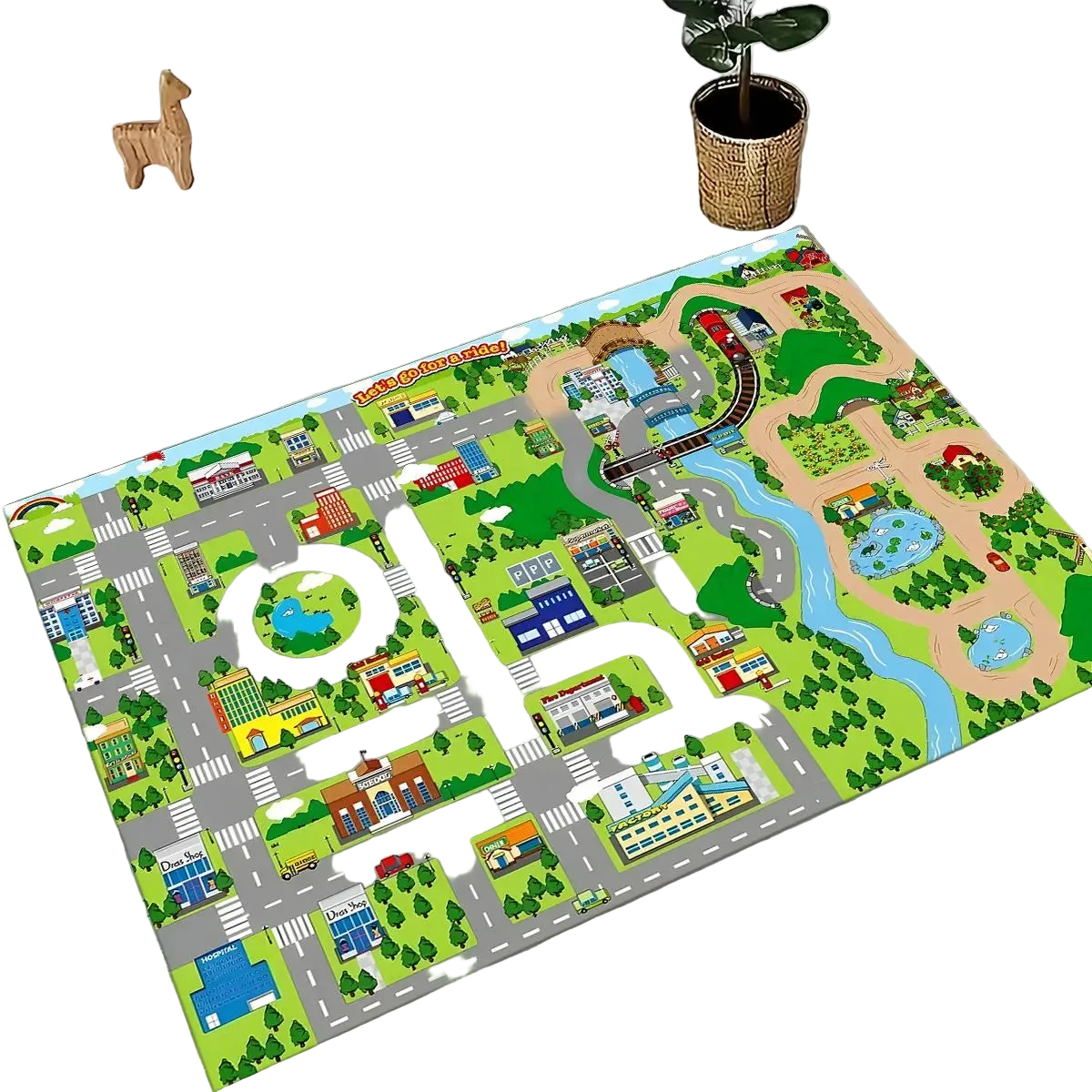 Child Urban City Road Traffic Learning Interactive Game Playroom Rug for Bedroom Living Room Sofa Home Doormat Decor,Non-slip