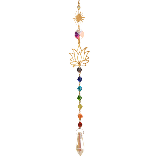 Hemasa Lotus Sun Catcher Crystals Rainbow Hanging Suncatcher /Chakra Light Catcher Stained Glass Prism for  Window /For Outdoor /For Garden Decoration