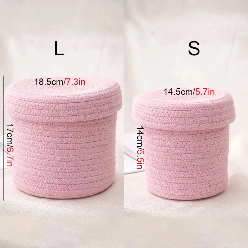 Hemasa storage box with lid, dust-proof storage box, hand woven cotton rope storage basket, wholesale of storage baskets