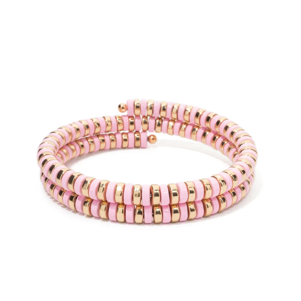 Tejesa 5X6mm  Enamel Colorful  Circle Tube Beads Bangle Bracelet  For Women