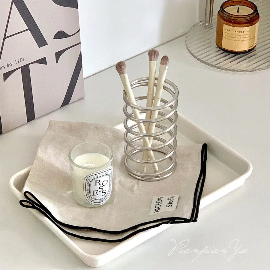 Spring Stainless Steel Cylindrical Toothbrush Stand Toothpaste Holder Pen Rack Storage Organizer Kitchen Bathroom Accessories