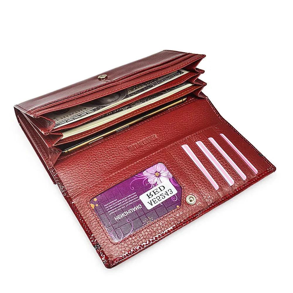 Hemasa Leather Purse/ Ladies Long Wallets Leather Money Bag with Coin Card Holder Clutch