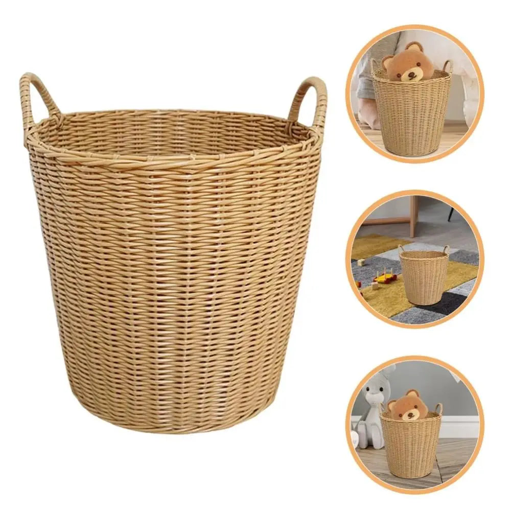 Dirty Clothes Basket Foldable Woven Laundry Basket Rattan-Style Toys Storage Basket for Dirty Clothes Household Items