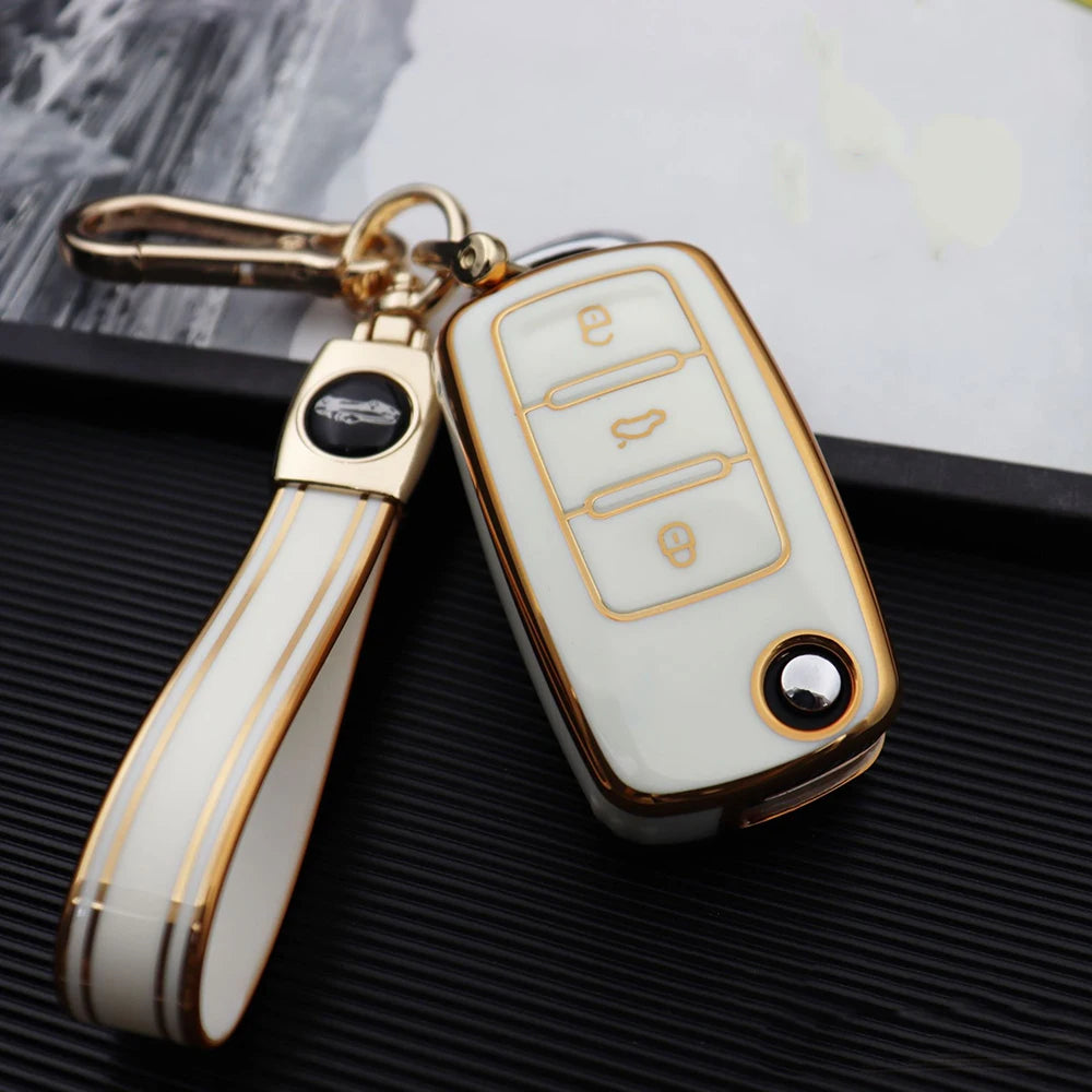 For VW Golf Polo Bora Beetle Tiguan for SKODA Fabia Superb for SEAT Leon Toledo Altea Ibiza TPU Remote Key Fob Case Cover