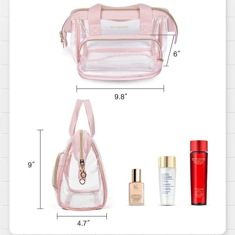 Hemasa  Cosmetic Bag with Wide-open and Carry Handle Toiletries Travel Organizer Case for Women