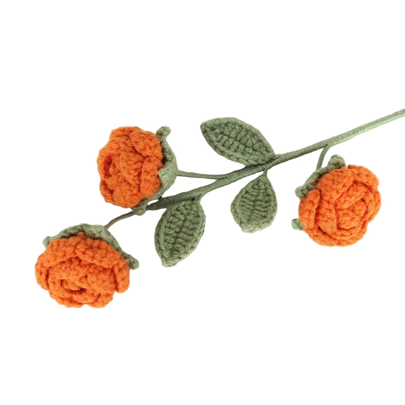 Hemasa 3PC Rose Knit Flower Creative Crochet Flowers Bouquet Crochet Woven Flowers Wedding Decor Gift Home Decor