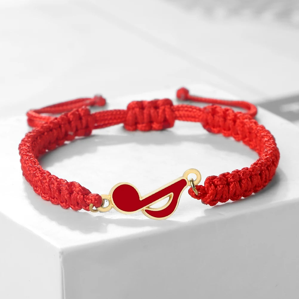 Black Red Rope String Bracelets For Women Men Pink Musical Note Pendant Bangles Couples Fashion Hand Chian Jewelry Gift Pulseira