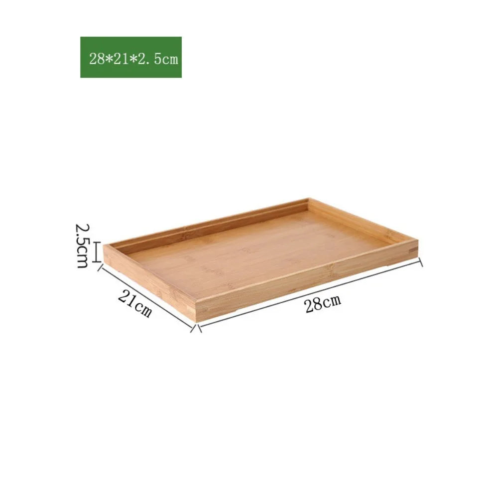 Retro Rectangular Storage Tray household Solid Wood Storage Plate Bamboo Water Cup Plate Home Living Room