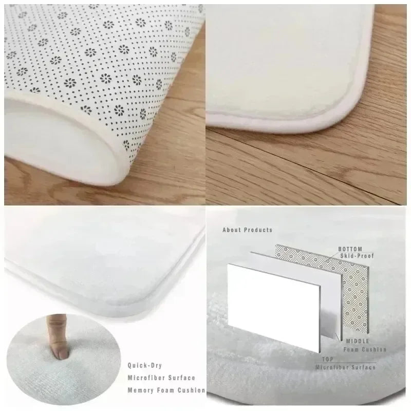 Hemasa Flannel Material Floor Mat Household Absorbent Foot Mat Modern Mat Bathroom Small Carpet Machine Washable Retro Home Decorative