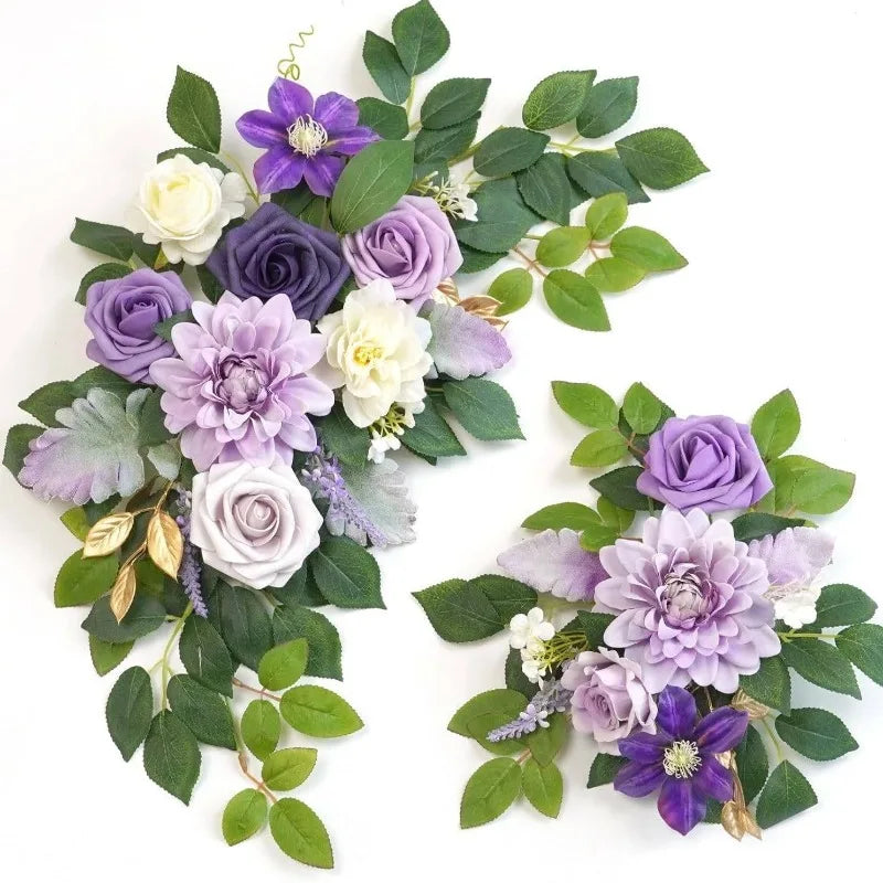 Tejesa Artificial Wedding Arch Flowers Kit Boho Dusty Rose Blue Eucalyptus Garland Drapes for Wedding Decorations Welcome Sign