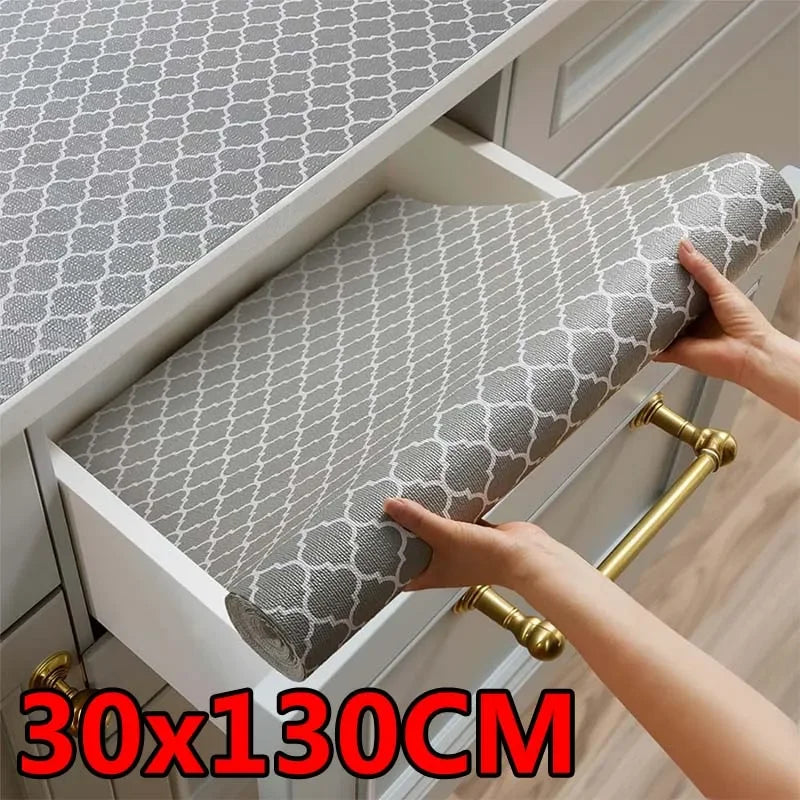 Tejesa 30x130CM Non-Adhesive Kitchen Cabinets Shelf Liner Non-slip Waterproof Drawer Liners for Cupboard Dresser Bathroom Kitchen