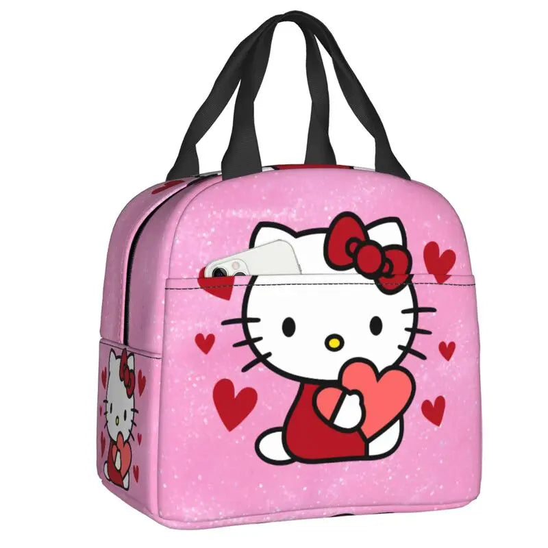 Hemasa  Hello Kitty Cat Lunch Bag Leakproof Cooler Thermal Insulated Bento Box For Women Kids Picnic Travel Food Tote Bags