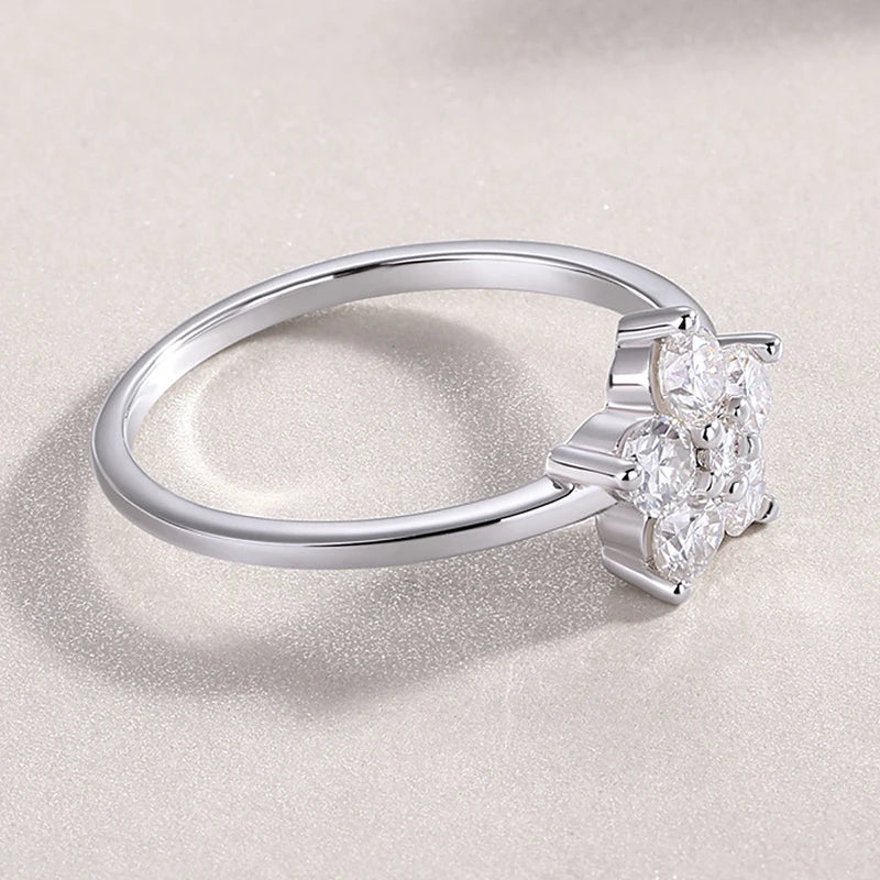Hemasa  Moissanite Cute Flower Wedding 925 Sterling Sliver Ring