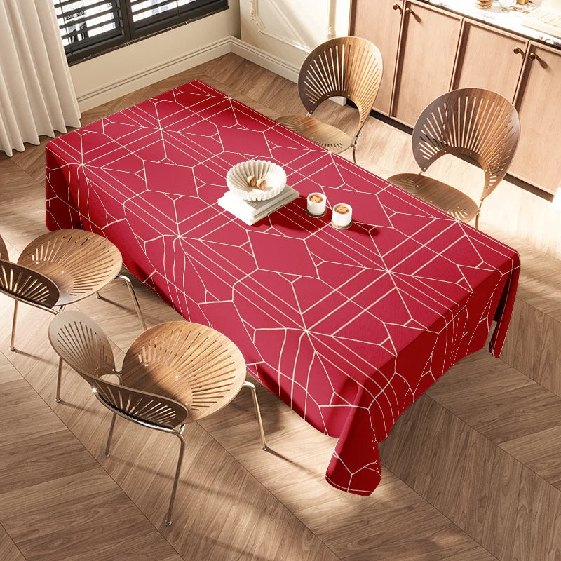 Tejesa Red Spider Web Printed Tablecloth with White Lines for Home/ Dining Decorations in Size 60x120cm Modern Kitchen Linen from Home G