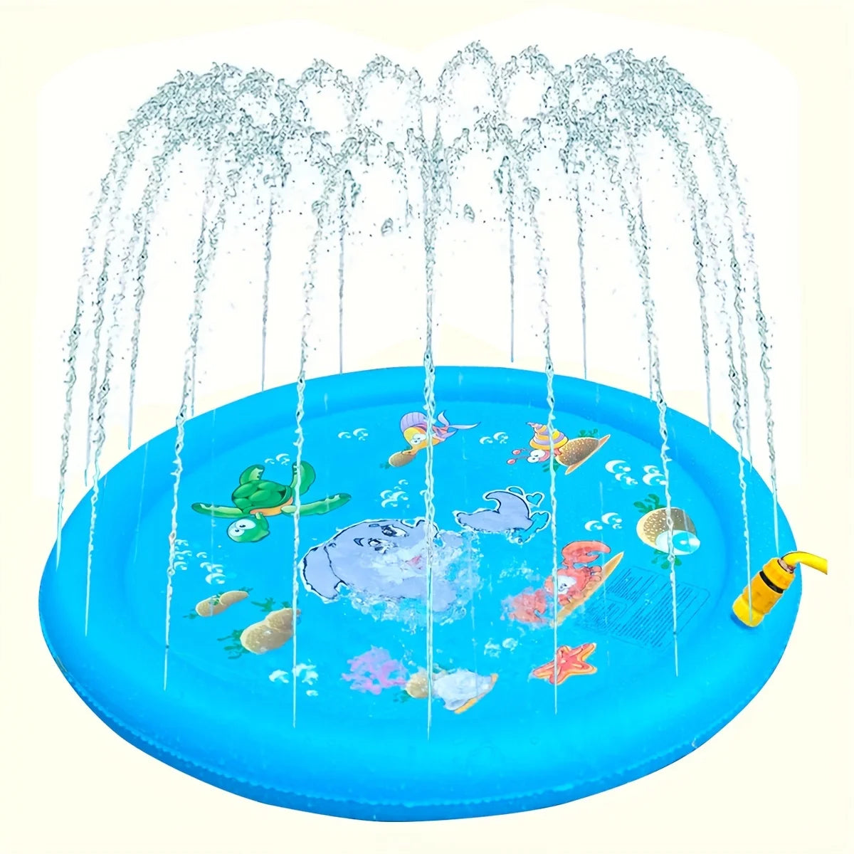 Hemasa (100 cm )39.37inch Round Splash Pad Kids Sprinkler Pool Summer Outdoor Water Toys Fun Backyard Fountain Play Mat for Children And Pets