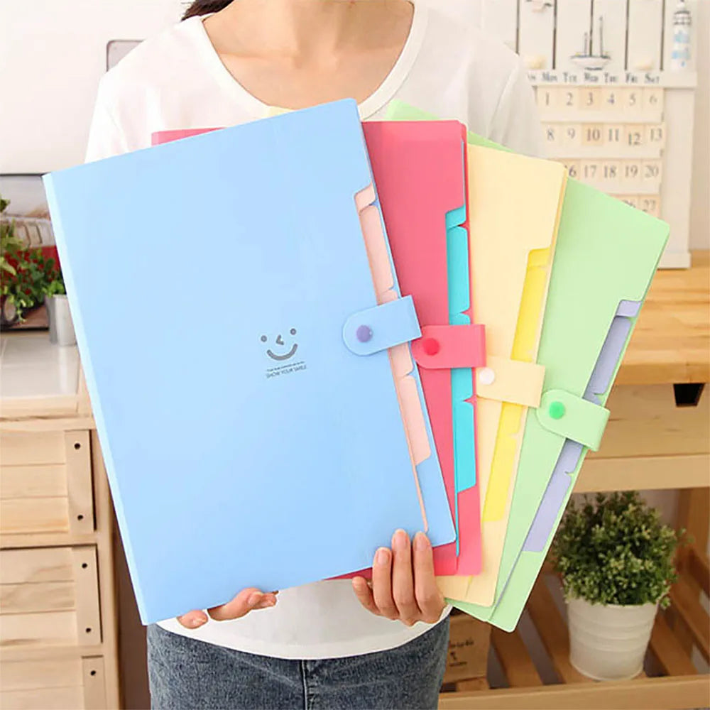 Hemasa 5page Classic File Folders - A4 Document Storage Bags with Plastic Material and Test Roll Holder