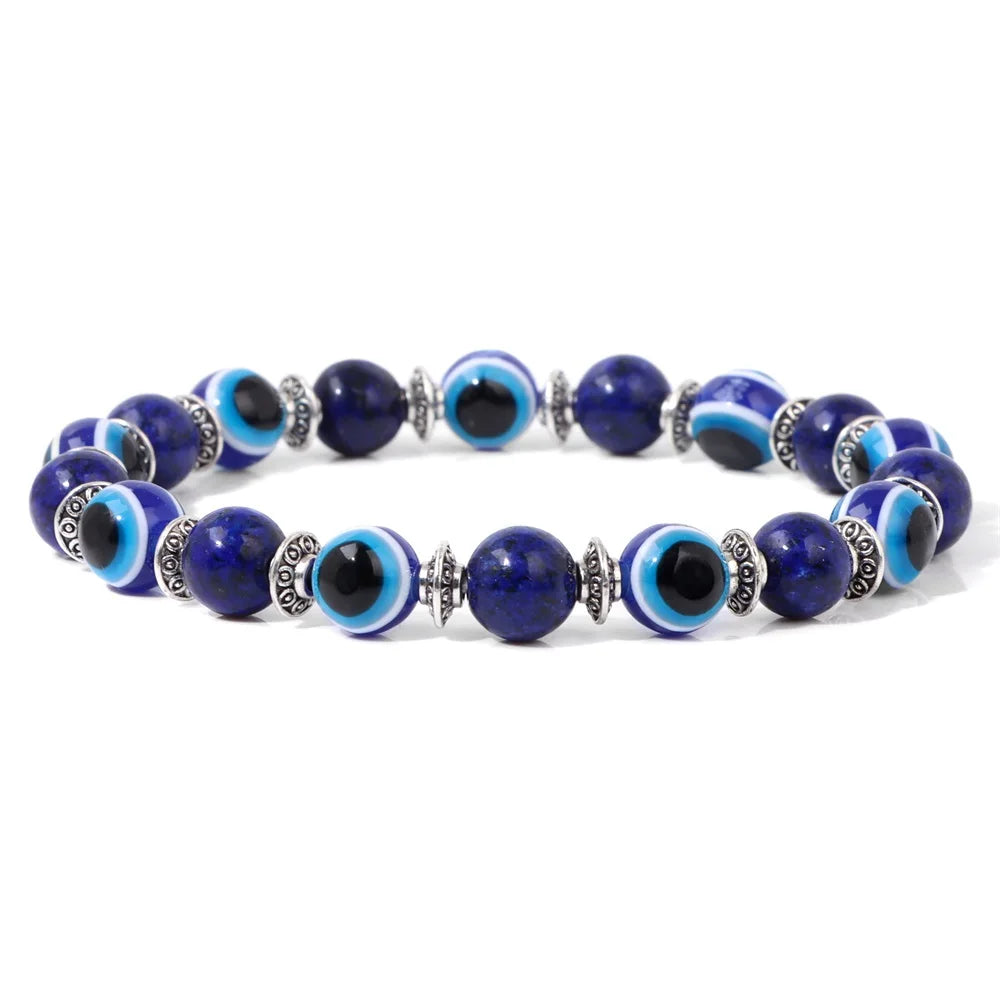 Tejesa Turkey Evil Eye Bracelet Lucky 8mm Colorful Beaded Bracelets For Women Men Blue Eye Aesthetic Handmade Bangle Friendship Jewelry