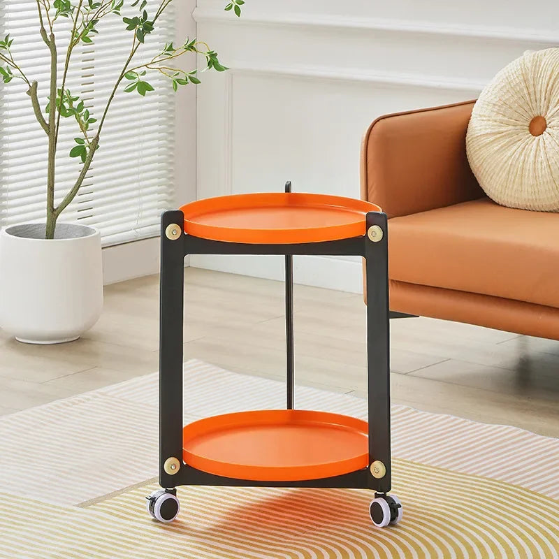 Living Room Mobile Round Coffee Table Nordic Creative Home Cart Movable Storage Rack Storage Bedroom Bedside Trolley