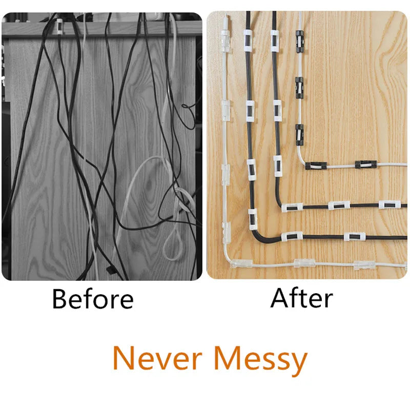 20pcs Adhesive Cable Clip Cable Manager Wire Management Organizer For Desk Office Car Home Wire Clip Clamp Self-Adhesive Sticker