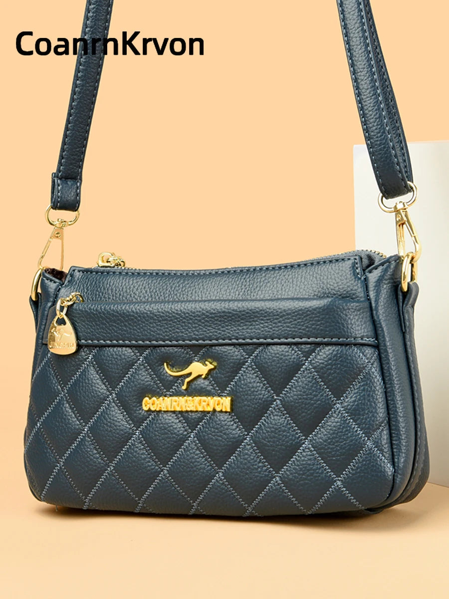 2024 New Soft Leather Handbag Premium Sense Fashion Zipper Storage Small Bag Multifunctional Underarm Bag Small Square Bag Women