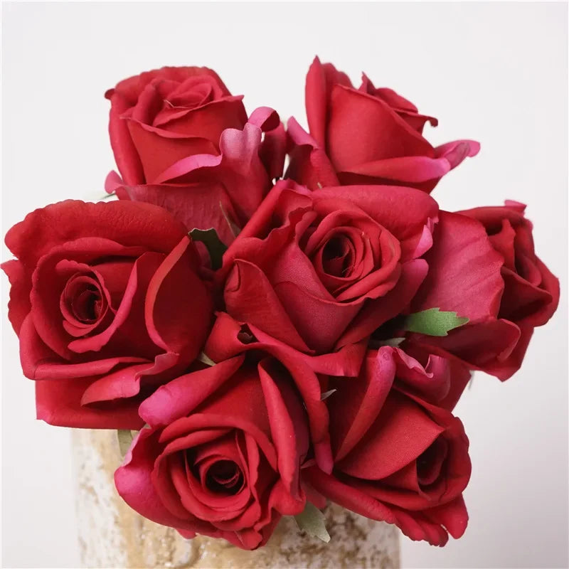 15Pcs/lot Moisturizing Real Touch Artificial Rose Flowers Bridal Bouquet Wedding Decor Flowers Rose Party Floral Home Decoration