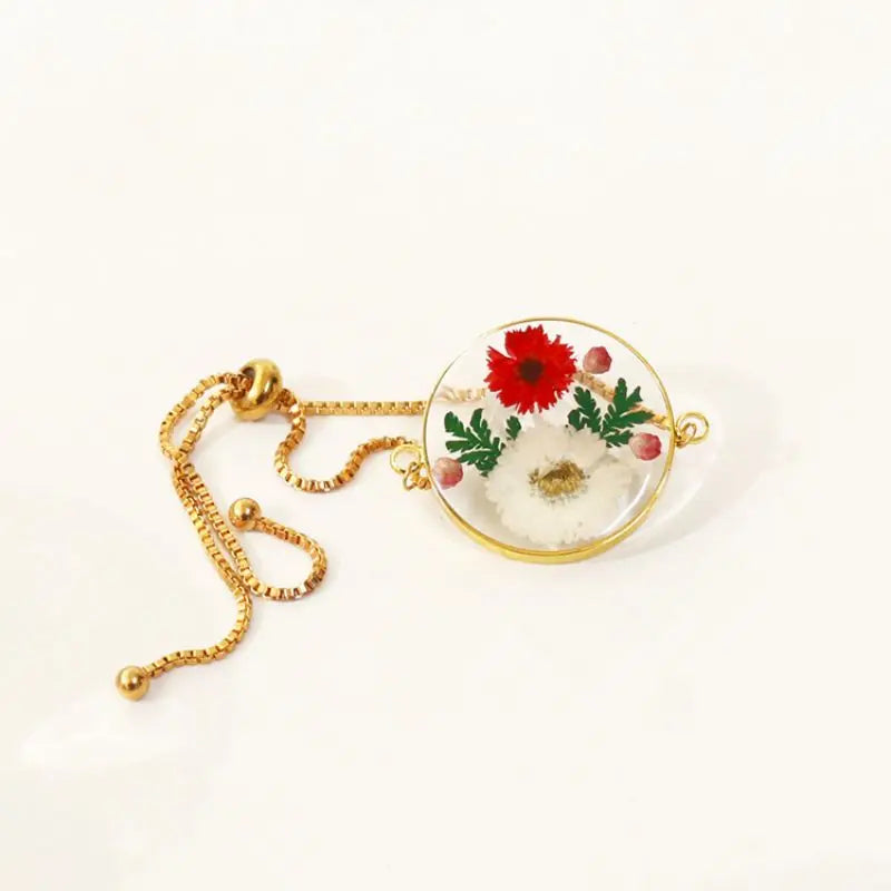 Unique Pressed Flower Bracelet Colorful Natural Flower Charm Bracelet For Women Gifts Real Flowers Chains Bracelet Wholesale