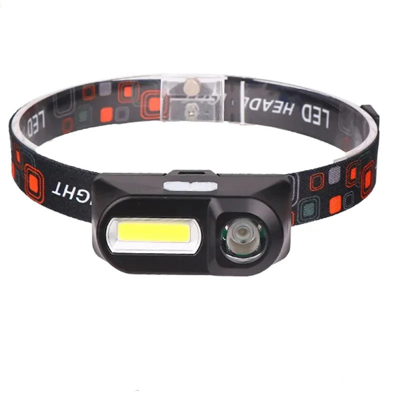 Hemasa LED Strong Light Outdoor Camping Induction Headlight Type-C Charging Hiking Waterproof COB Headworn Night Fishing Light