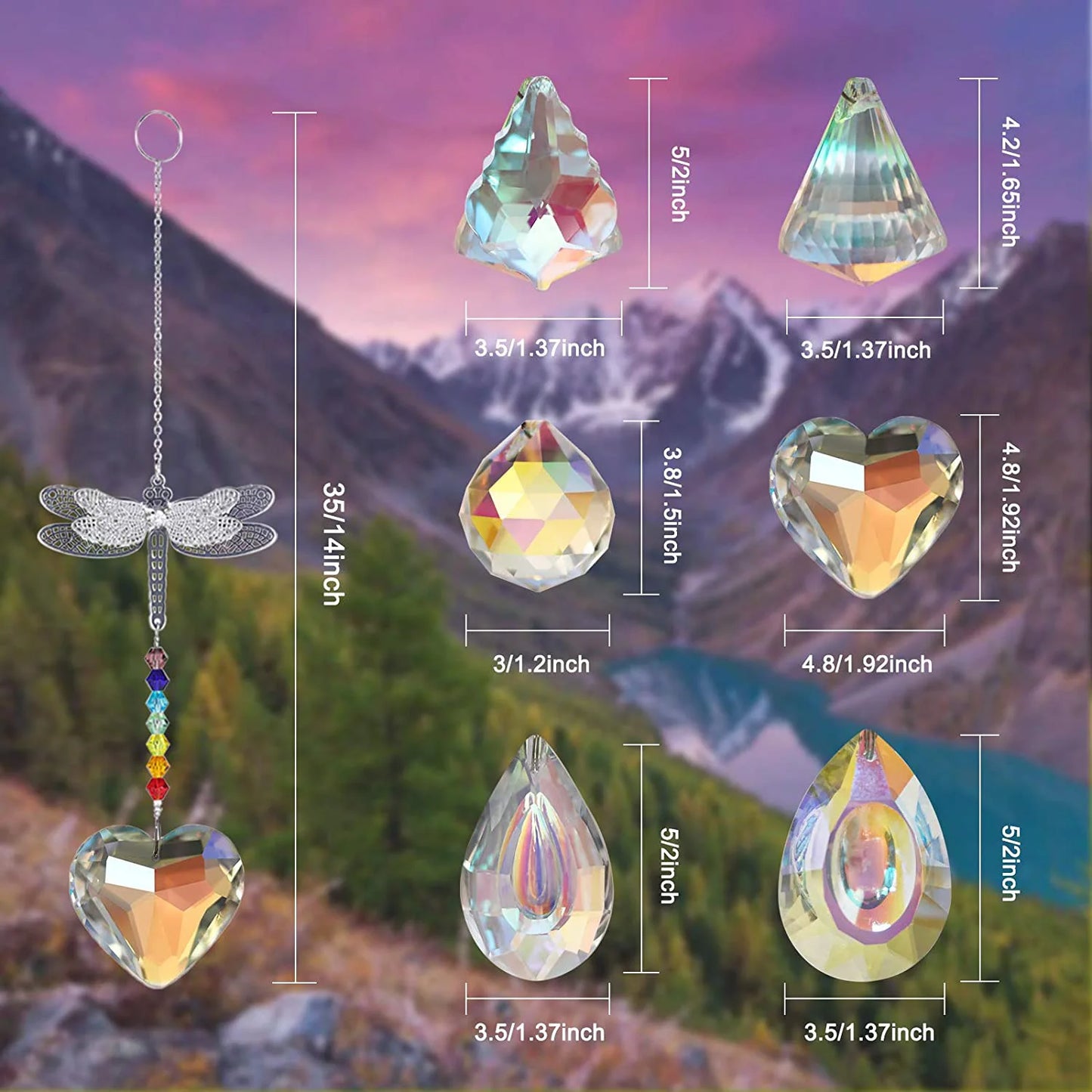 6 Crystal Suncatcher Butterfly Prism Pendant Rainbow Machine Window Hanging Decor