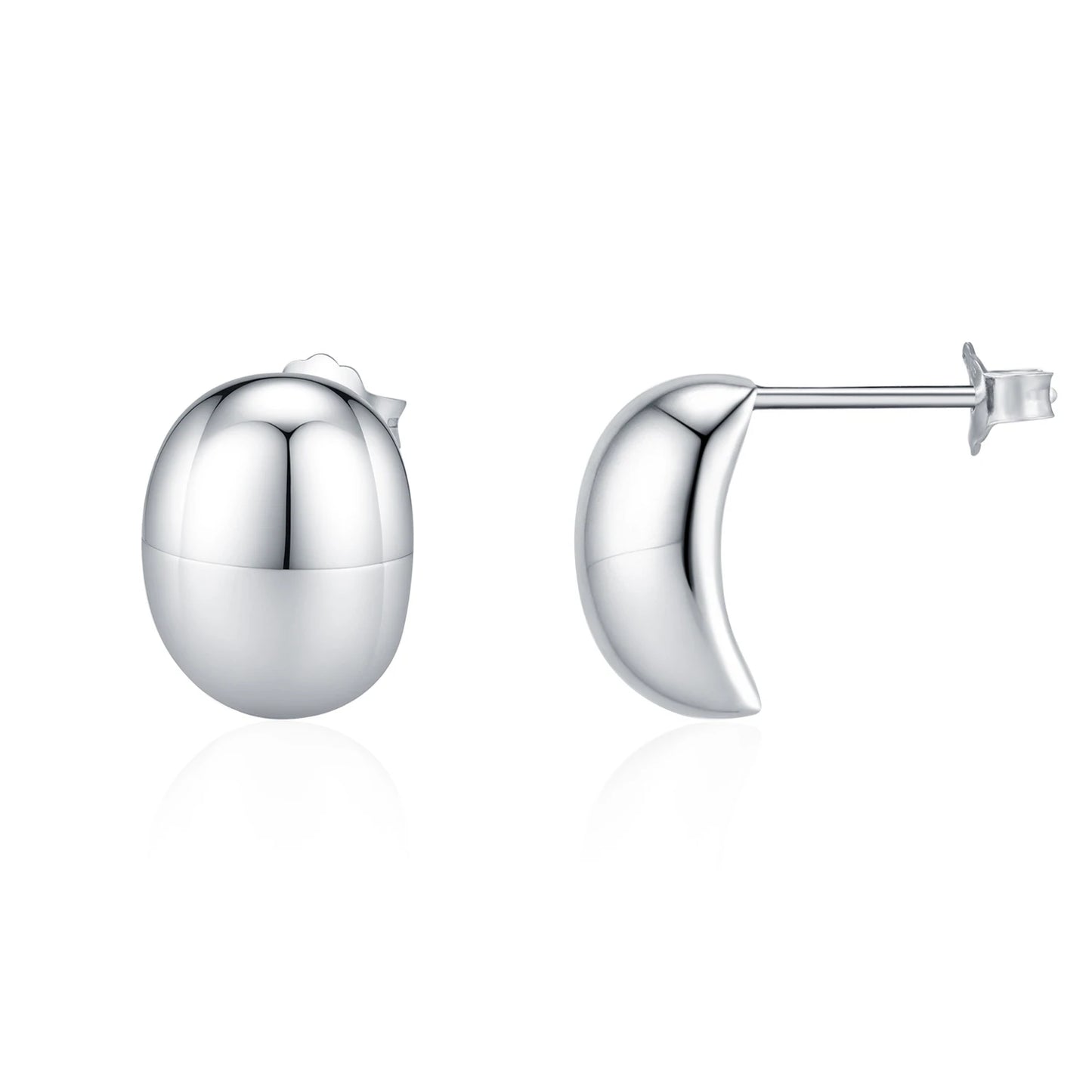 MODIAN 925 Sterling Silver Trendy Minimalist Oval Mirror Metal Design Stud Earrings For Women Vacation Daily Fine Jewelry