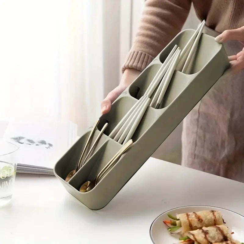 Tejesa Multi-purpose Cutlery Storage Tray Cutlery Fork Spoon Compartmentalized Organizer Kitchen Drawer Categorized Storage Boxes
