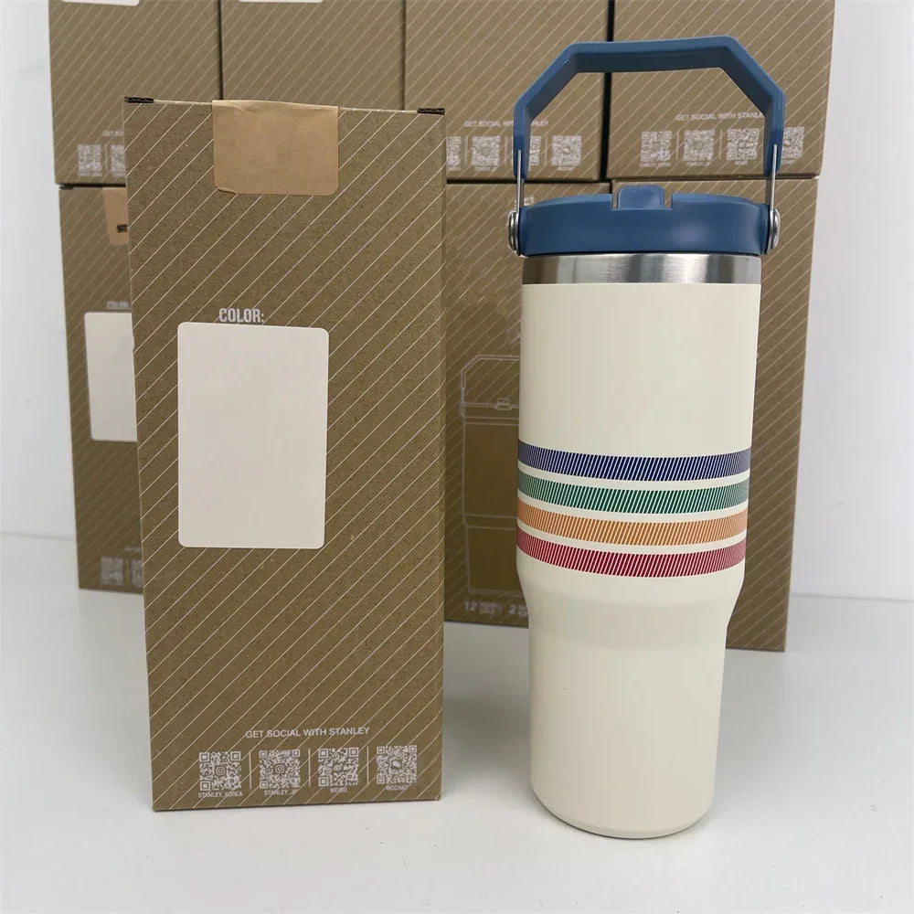 For Stanley 30oz Tumbler With Handle Leopard Tumbler With Straw Lids Stainless Steel Coffee Termos Cup Car Mugs Vacuum Cup