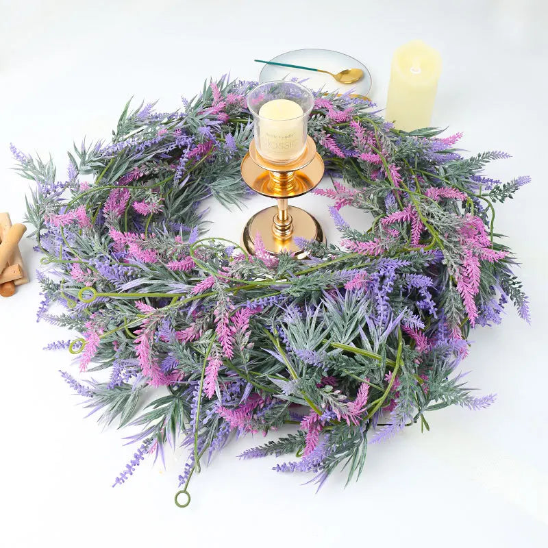 Tejesa 6.5FT Artificial Lavender Garland for Mantle Lavender Flower Vine Rustic Wedding Arch Stair Party Home Table Decoration